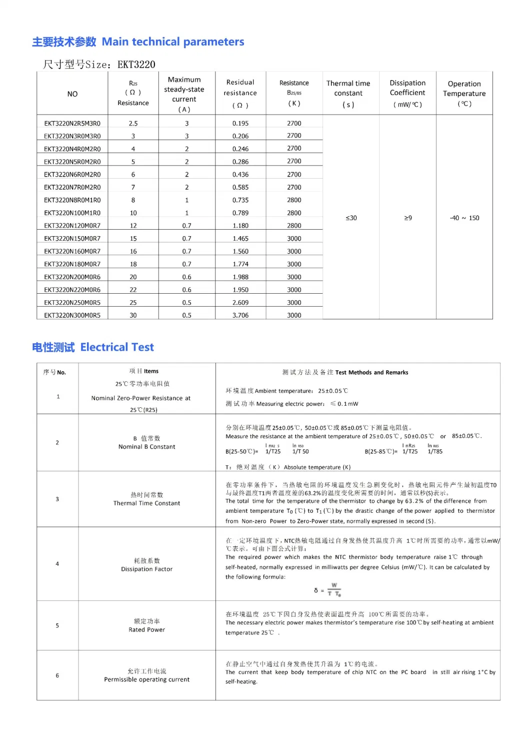 Plastics Packaging Negative Temperature Coefficient Thermistor Ntc SMD 3220 Surge Suppression